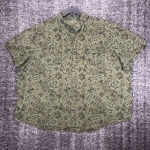 Boulder Creek 4XL Big Mens Button Up Short Sleeve Camp Shirt Olive Green